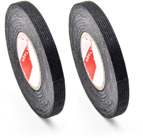 Bailinks 2 Stücke Hitzebeständiges Gewebeband, Klebeband mit Extra Dicke und Fleece, Isolierband für Kfz, Motorrad und Haushaltskabelbaum (9mmX15m)