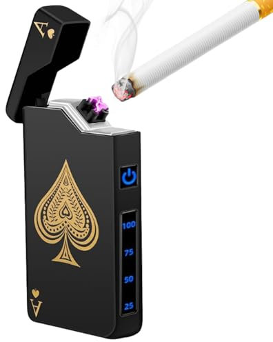 WIYETY Mechero electrónico USB: encendedor de arco eléctrico con indicador de batería, resistente al agua y al viento, encendedor eléctrico, recargable tipo C para él (negro)