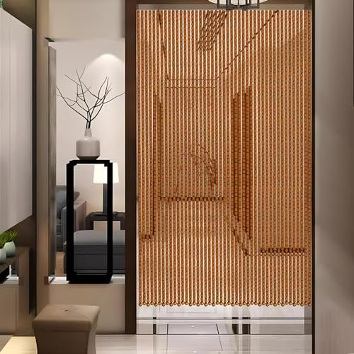 Eiauiuo Bambusvorhang Perlenvorhang Bambus Türvorhang Hängender Holz Fadenvorhang Raumteiler Deko Vorhänge für Partys Hochzeiten Hängender Perlenvorhang(Braun,110x218cm(120 Stränge))