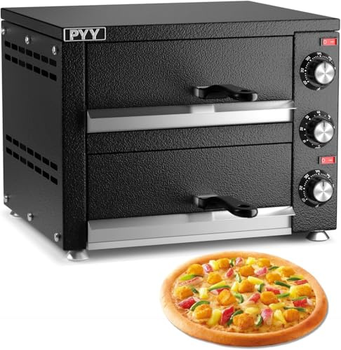 PYY - Four à pizza électrique d'intérieur - Four à pizza en acier inoxydable commercial à 2 couches avec minuterie pour restaurant à domicile