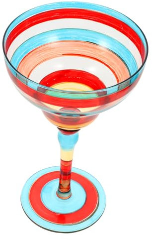 COLLBATH Hand Painted Glass Margarita Cocktail Glassware Decorative Wine Glass for Outdoor Tableware Cocktail Party Decorations