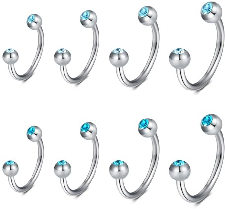 Funseedrr Hufeisen Nasenpiercing 16G Lippenpiercing Septum Ring Set Edelstahl 1,2mm Nase Lippe Ohrring Piercing Schmuck(6-12mm Durchmesser)
