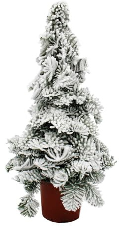 exotenherz Paraffinbäumchen Tannenbaum mit Schnee Weihnachtsdeko Tannengesteck mit Wachs für draussen 30cm hoch