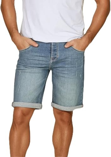 Riverso - Pantalones cortos de vaqueros para hombre, elásticos, RIVTom, bermudas, color sólido, negro, gris, azul, verano, tallas: 30, 31, 32, 33, 34, 36, 38, 40, 42, 44, 46, 44