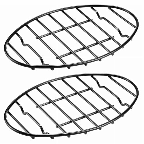 Stthherk 2 Pack Oval Roasting Rack - 12 Inch Black Cooling Rack with Integrated Feet,Nonstick -for Roasting Pan,Great for Basting