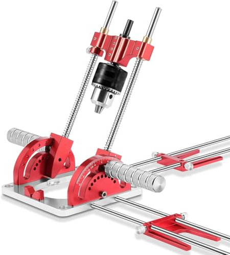 Guide De Perçage Avec Mandrin, Guide De Perçage Multi-angles Avec Échelle De Rapporteur, Angle Réglable De 0 ° À 60 °, Support De Perceuse Mobile En Alliage D'aluminium, Pour Le Travail Du Bois