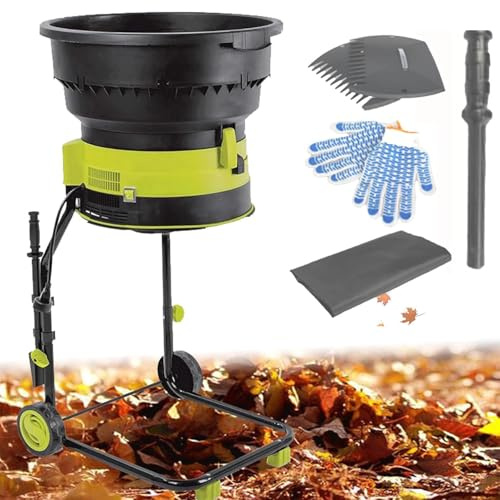 Bladeless Electric Garden Shredder, Silent Compost Defoliator with Reversible Steel Blades, Crushes up to 45mm Debris, Includes Detachable Collection Bag for Efficient Garden Waste Management