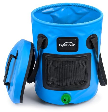 Collapsible Bucket with lid and Quick Hose Connector, Portable Foldable Large 20L Camping Gardening Hiking Fishing Bucket - Lightweight Folding Wash Basin Collaps Buckets 20l Water Container (Blue)