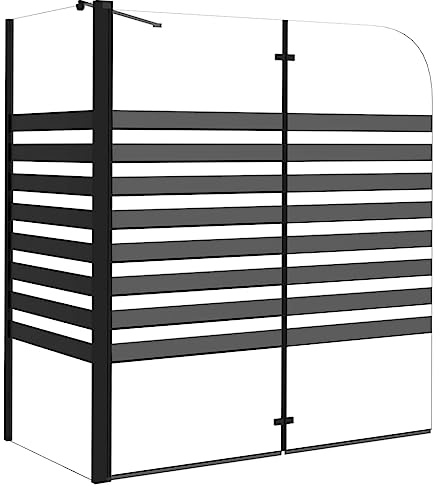 HUAKEHOM Duschabtrennung Badewannenfaltwand Badewannenaufsatz Duschwand Duschtrennwand Duschkabine Faltwand 120x68x130 cm Hartglas Gestreift