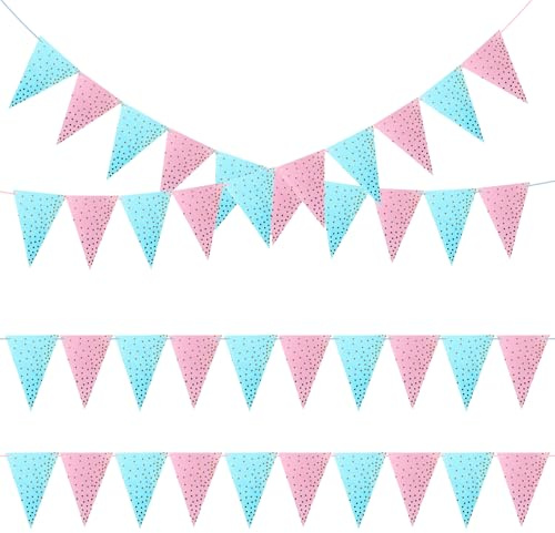 FrostyFlair Gender Reveal Party Deko, 4 Stück Blaues Und Rosa Banner Für Gender Reveal, Babyparty Deko, Babyparty Spiele, Boy Or Girl, Geschlechtsverkündung