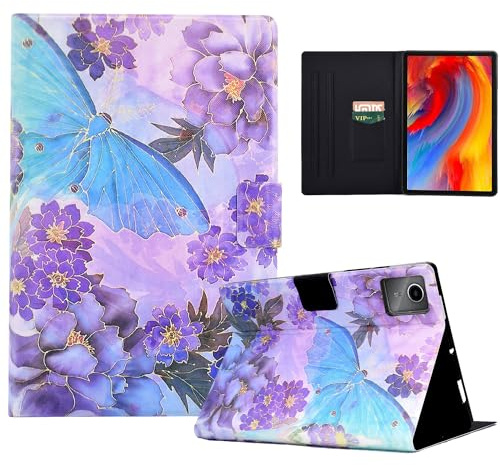 LSPCASA Hülle für Lenovo Idea Tab 11 Zoll 2025 PU Leder mit Kartenfächern Compatible für Lenovo Idea Tab 11(TB-336ZU TB-336FU) Tablette Case Flip mit Standfunktion -Blauer Schmetterling