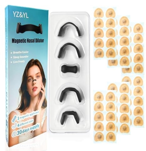 YZ&YL Bande nasale magnétique, 60 pièces, aimant nez respiration 4 tailles | aimant anti ronflement, pour une meilleure respiration, réduire les ronflements, améliorer la qualité du sommeil