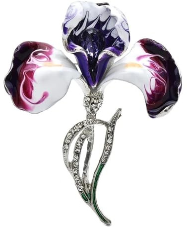 Spille in fiori di orchidea smaltate Spille eleganti per donne spille da donna, argento