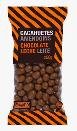 Cacahuètes Hacendado enrobées de chocolat au lait Paquet de 250 g – Lot de 6