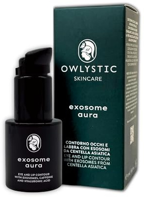 OWLYSTIC Crema Contorno Occhi e Labbra Antirughe con Esosomi da Centella Asiatica e Acido Ialuronico — Trattamento Pro-Age Borse e Occhiaie — Ceramidi Caffeina Nickel Tested MADE IN ITALY