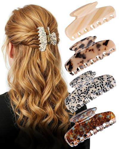 lulir Haarspangen Damen,4 Stück Haarspangen für Dünnes Haar & Feines Haar, 8cm Haarklammer Medium,Haarklammern aus Zelluloseacetat, Haarclips Damen, Haar Accessoire für Damen und Mädchen