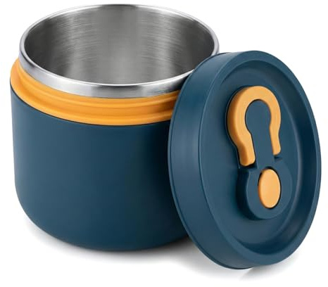 Dewocke Contenitore Termico per Pranzo da 650ml, Porta Pranzo Termico in Acciaio Inossidabile, Scatola Termica per Alimenti con Coperchio, Lunch Box Termico per Lavoro, Scuola, Esterno (Blu)