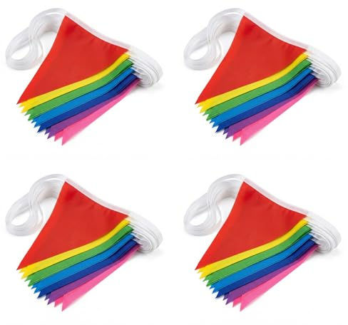 Guirlande Fanion en Tissu 200 m – 400 Drapeaux Triangulaires Multicolores pour Décoration de Fête, Mariage, Anniversaire, Festival, Intérieur et Extérieur