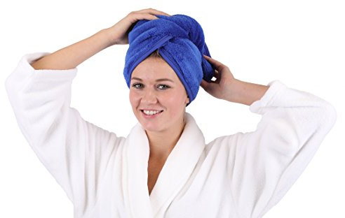 Betz Turban handduk med knapp huvudhandduk hårturban färg: blå