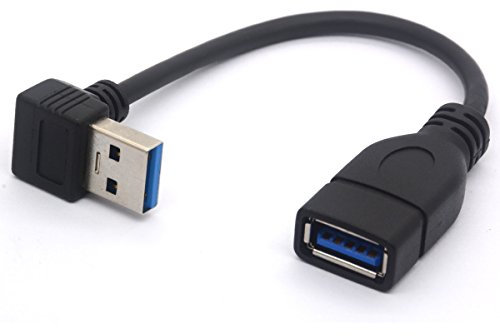 Cavo di prolunga USB 3.0 corto, angolo di 90 gradi sinistro, cavo da USB tipo A maschio a femmina, cavo di estensione della velocità da 5 Gbps, 15 cm