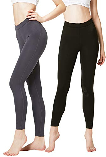 DEVOPS Women's 2 Pack Thermal Long Johns Underwear Leggings Pants (Medium, Black/Charcoal)