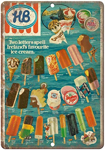 HiSign HB Ice Cream Ireland Menü Zeichen Metall Warnschild Retro Zeichen Blechschild Wanddeko Malerei Bar Café Küche Garten