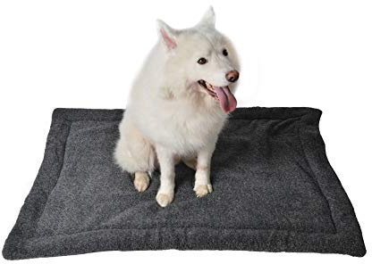 RAIKOU Hundedecke Katzendecke Haustier-Decke mit Plüsch Kissen Fleece-Decke/Tier Schlafdeck Hundebett Haustierbett, waschbar und rutschfest（Schwarz Melange,100x70cm