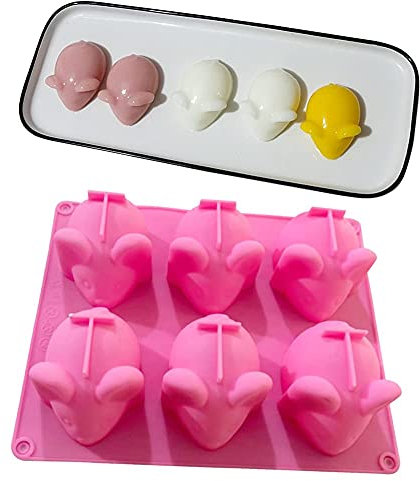 Montidey 6 Cavity Mouse Cartoon Animal Silicone Fondant Molds Handmade Soap Candle Mold Tray Pan Mousse Pudding Chocolate Cookie Sugar Craft Ice Mould DIY Cup Cake Decorating Baking Tools