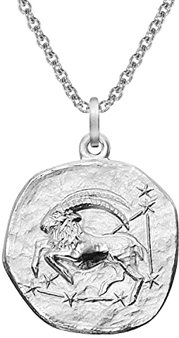 trendor Sternzeichen Steinbock Ø 20 mm und Halskette 925 Silber 51610-01 | Tierkreiszeichen Anhänger für Damen oder Herren, zauberhafte Sternzeichenkette