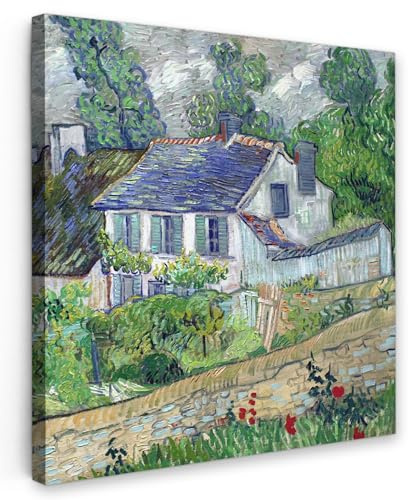 MuchoWow© Leinwand Bilder, Einzigartige Wanddeko mit Rahmen, Haus in Auvers | 50x50 cm - Vincent van Gogh, Wandbilder Wohnzimmer, Deko Schlafzimmer