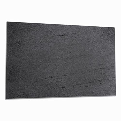 Wallario Herdabdeckplatte/Spritzschutz aus Glas, 1-teilig, 90x52cm mit 13mm hohen Füßen, für Ceran- und Induktionsherde, Schwarze Schiefertafel Optik - Steintafel