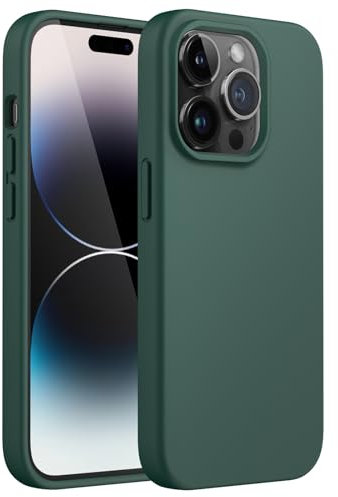 JETech Silicone Case for iPhone 14 Pro Max 6.7-Inch, Silky-Soft Touch Full-Body Protective Phone Case, Shockproof Cover with Microfiber Lining (Midnight Green)
