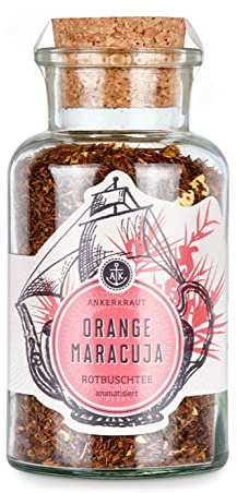 Ankerkraut Orange-Maracuja Rotbuschtee, 90g im Korkenglas, Loser Tee in Premium Qualität, Geschenk-Idee, Getränk zum Wohlfühlen