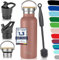 Milu Stainless Steel Drinking Bottle 350ml, 500ml, 750ml, 1l (+3 Lids) - Thermo Bottle with Straw, Water Bottle, for Hot, Cold & Carbonated Drinks (Rose Gold, 500ml)