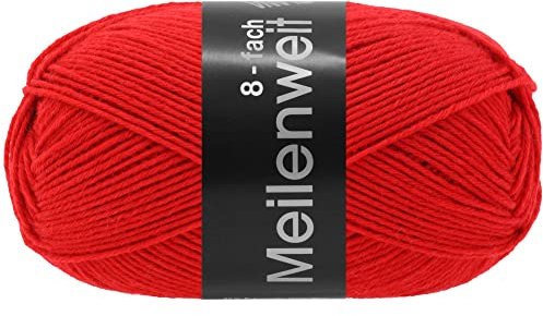 Lana Grossa MEILENWEIT 8-Fach 150g Uni 9555 - Rot