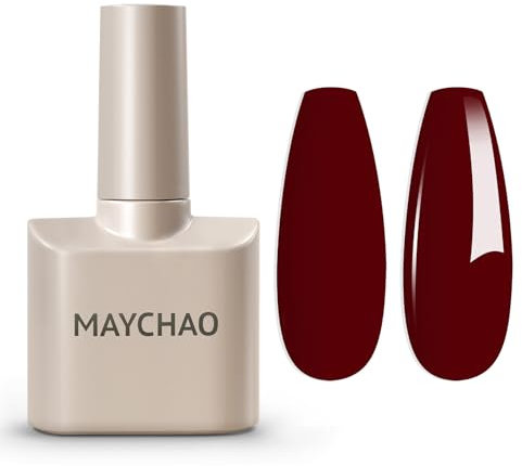 MAYCHAO Gel Nail Polish, 15ML Burgundy Red Gel Polish, Soak Off UV LED Nail Varnish Starter Manicure Salon DIY at Home, 0.5 OZ