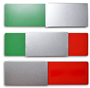 SynMe Panneau Libre/OCCUPÉ Style - Couleurs Uniquement (Vert/Rouge) sans Texte - 175x50mm - Panneau sans Cadre avec Curseur en métal - 2 pastilles adhésives de la célèbre Marque 3M - Brevet déposé