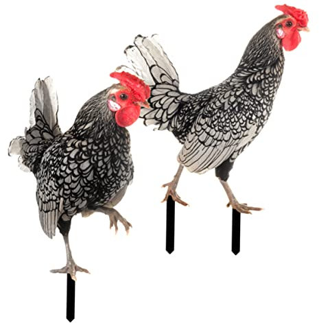 Cabilock 2 Stücke Gartenstecker Gartenfigur Huhn Hühner Gartendeko Tiere Dekofigur Osterdeko Statue Ostern Deko Figuren Acryl Zaunhocker Garten Statue Hof Dekoration