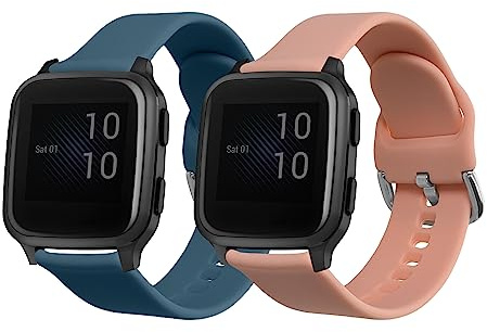 kwmobile Watch Strap Set Compatible with Garmin Venu Sq Music/Sq - 2x TPU Silicone Fitness Tracker Sports Band - Size Small (S)