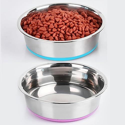 WEDAWN Gamelles en acier inoxydable pour chien - Base en caoutchouc antidérapant - Gamelle profonde en acier inoxydable pour l'eau et la nourriture avec base en caoutchouc antidérapant pour chiens de