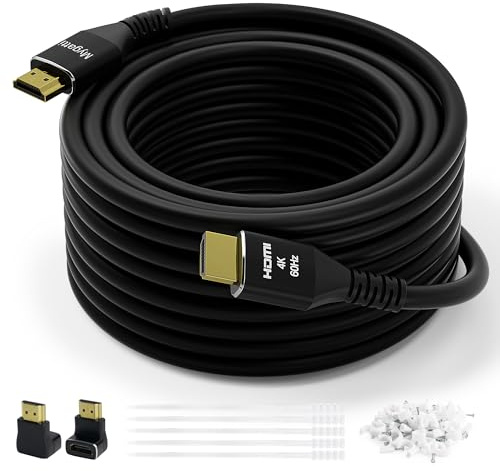 Mygatti 4K Ultra HD HDMI 2.0 Kabel 10m,vergoldete Anschlüsse,4K@60 Hz,HDCP 2.2,ARC,für Laptop, Monitore,HDTV,PS5,Xbox One und mehr,mit 2 extra rechtwinklige HDMI Adapter+25 Kabelbinder+25 Clips