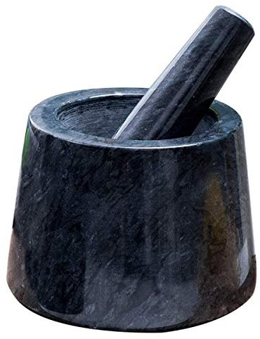 RWRAPS Juego de tazones de mortero de mortero y mortero, Molinillo de Especias de Piedra sólida de Primera Calidad de mármol, Olla de molienda para cocinar, ajo, Especias, Hierbas Lavables