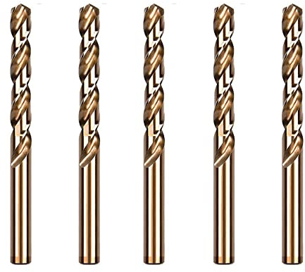HSS-Co 5% Cobalt Bohrer Kobalt Jobber Bohrer Set Spiralbohrer zum Bohren auf Edelstahl, Harte Stähle, Metall (12.0mm(5 Stück))