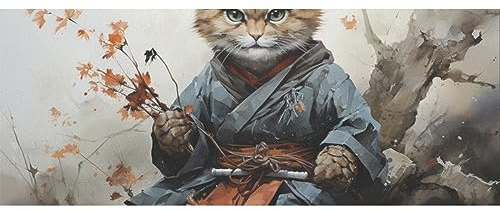 DNOVING 2 Rollen Samurai Katze Geburtstag Geschenkpapier - 147,3 x 58,4 cm Geschenkpapier für Jungen & Mädchen Geburtstag & Hochzeit GWP-299237261