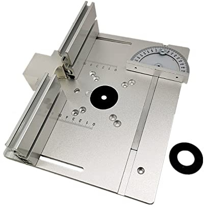 VISLONE Set of 3 Router Table Insert Plate Aluminum Alloy Wood Milling Flip Board Trimming Machine Engraving Auxiliary Tool with Miter Gauge Table Saw Woodworking Benches
