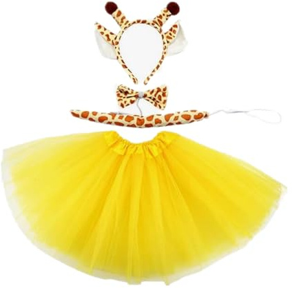 Yolyoo Gelbe Giraffe Kostüm Tutu Set Tier Fancy Kleid Kostüm Kit Halloween Fasching Geburtstag Dschungel Tierkostüm Party Dress Up Zubehör(Gelbe Giraffe Kostüm)