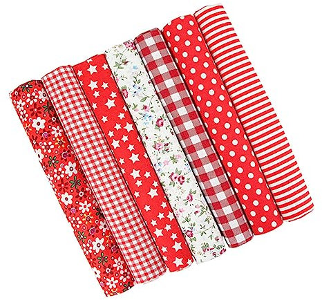 STOBOK 7stücke Tuch Rot Baumwollstoff zum Nähen DIY-kunsthandwerk Quilten Patchwork Stoffmaterial für Taschen und Kleidung Kreatives Gestalten