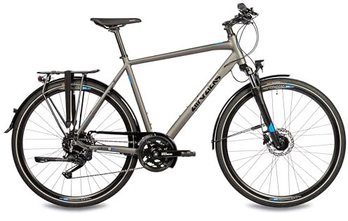 Airtracks Herren Trekking Fahrrad 28 Zoll TR.2845-C New 2x9 Gang Shimano CUES RD-U3020 Shadow Grey - Grau Matt - Rahmenhöhen 52cm 56cm - (56cm (Körpergröße 175-185cm))