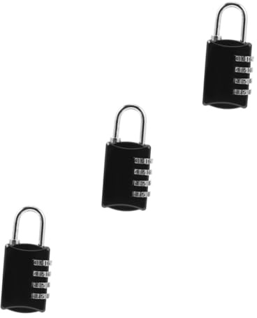 HEMOTON 3 Piezas 4 contraseña casillero de grillete al aire libre bancos de almacenamiento al aire libre cerradura portátil cerradura seguridad candado para casillero de gimnasio Metal
