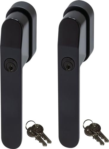 ABUS FG400BK, abschließbarer Fenstergriff in schwarz im Set 2 Stück, alle gleichschließend AL0089 mit Vier Schlüsseln